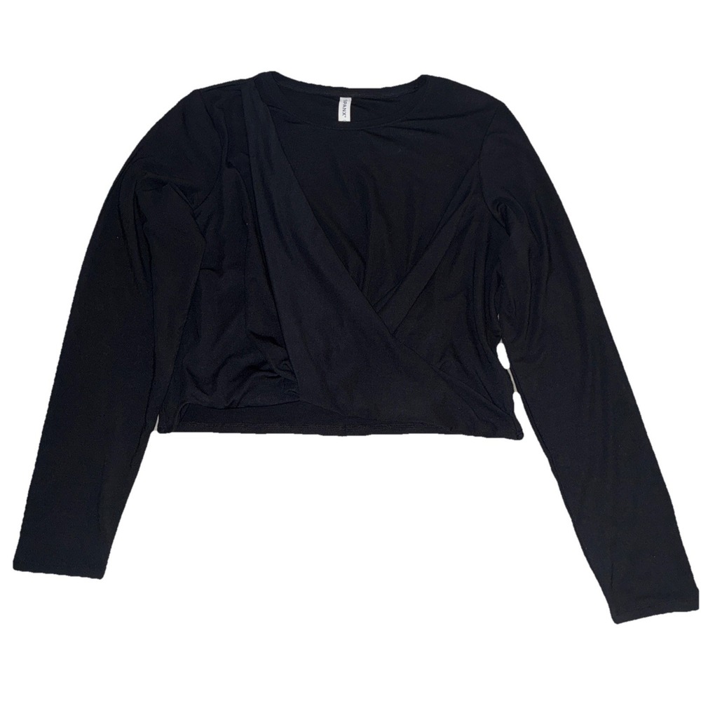 Spanx Top Women's 1X Very Black Better Base Twist & Fold Cropped NEW